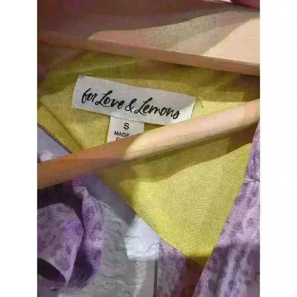 For Love And Lemons Dubois Mixed Print Ruched Mini Dress SZ Small - Picture 3 of 4